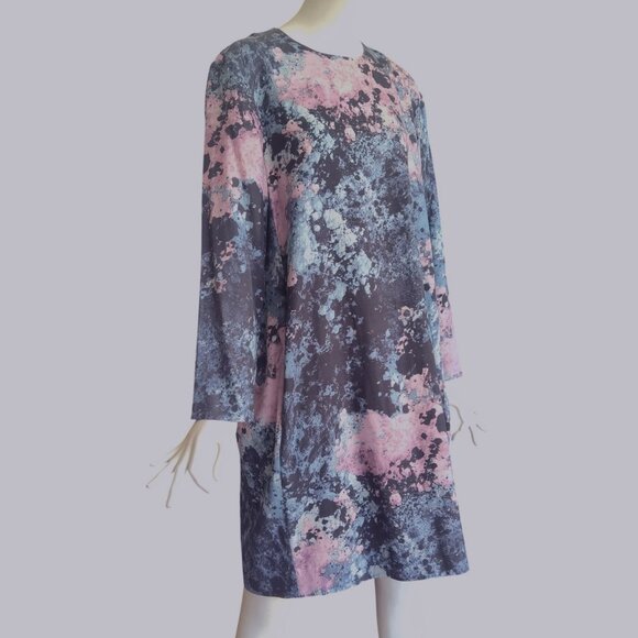 COS Bohemian Abstract Splatter Print Cupro Cotton Slouchy Sack Dress w Pockets 8 - Picture 3 of 10